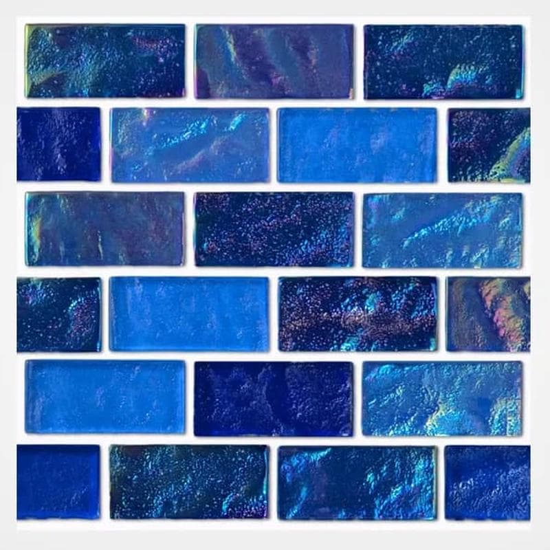 Aquabella Aurora Borealis Crystal 1x2 Glass Mosaic 12"x12" Pool Tile (AB-1210) - Image 1