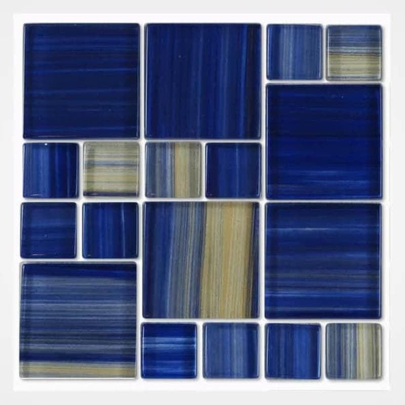 Aquabella Monet Water Lilies Block Random Glass Mosaic 12"x12" Pool Tile (MS-881) - Image 1