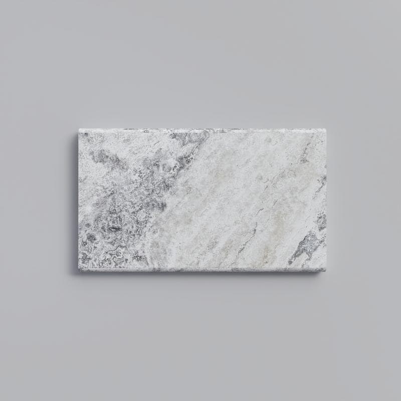 Silver Travertine 3cm Double Bullnose Pool Coping 12x24 - Image 1