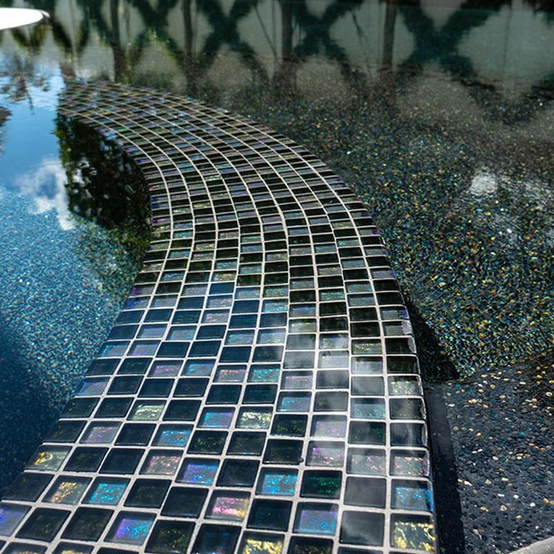 Galaxy Slate Blend 1x1 Glass Mosaic 12"x12" Pool Tile - Image 3