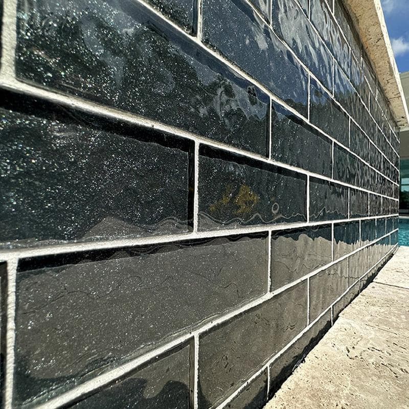 Moonscape Black 2x6 Glass Mosaic 12"x12" Pool Tile - Image 3