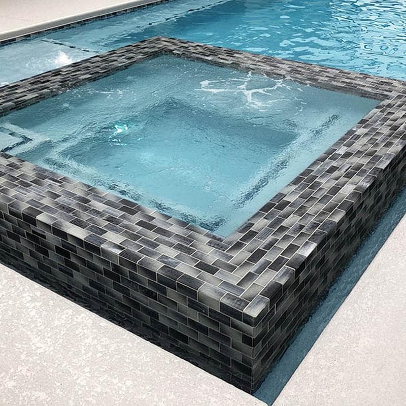 Subway Frosted Night 2x4 Glass Mosaic 12"x12" Pool Tile - Image 3