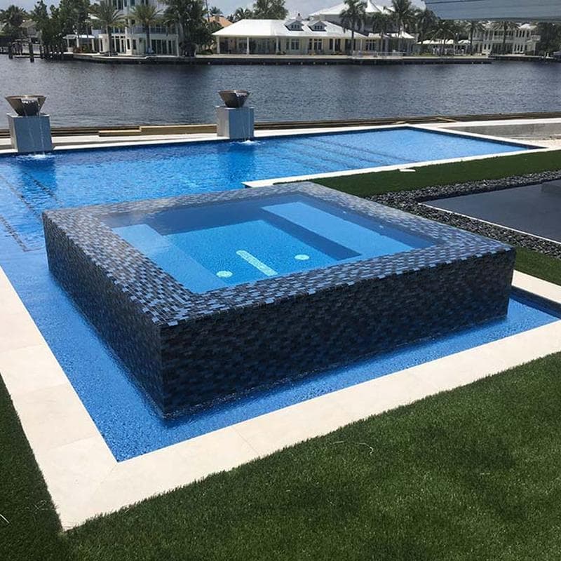 Titanium Blue Blend 1x2 Glass Mosaic 12"x12" Pool Tile - Image 8