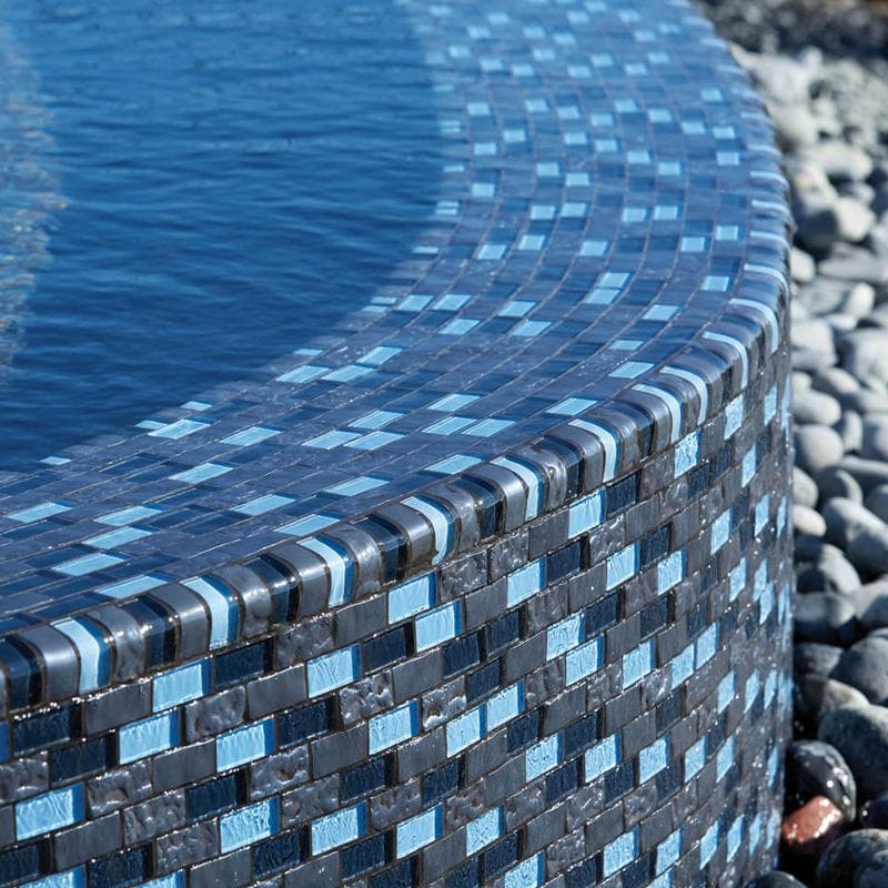 Titanium Blue Blend 1x2 Glass Mosaic 12"x12" Pool Tile - Image 4