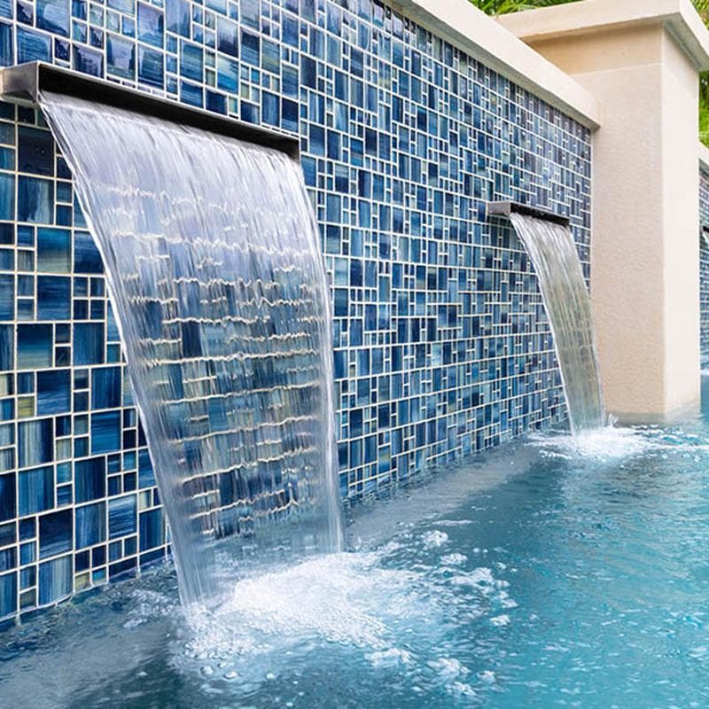 Watercolors Blue Blend Mixed Glass Mosaic 12"x12" Pool Tile - Image 4