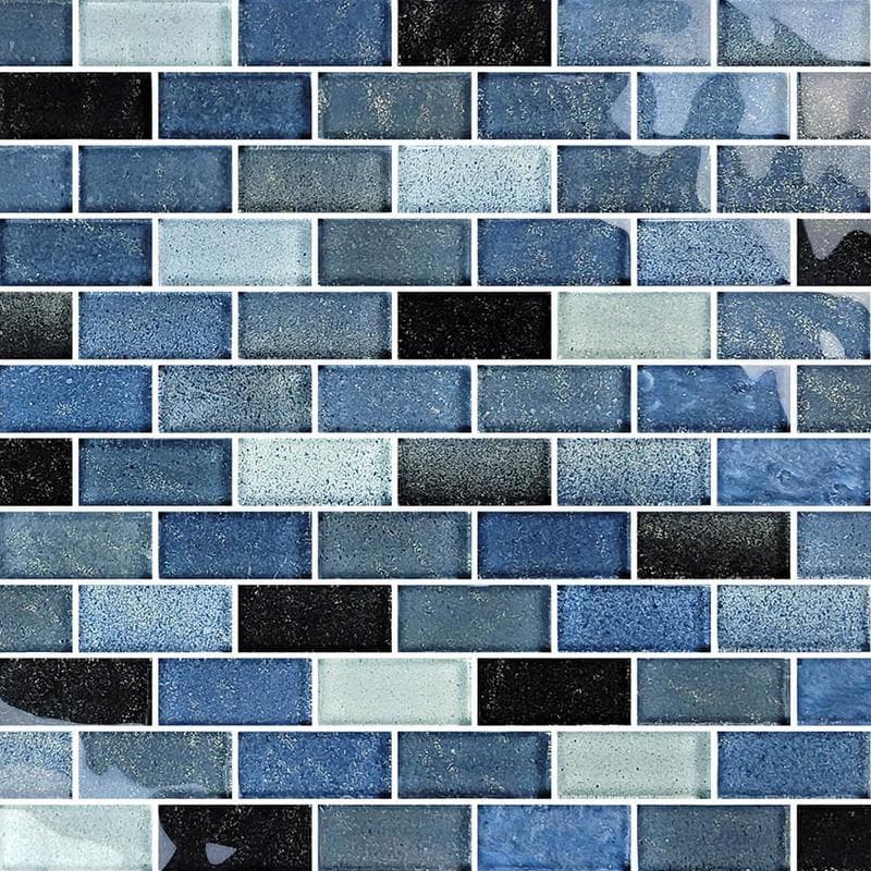 Crystal Waters Lagoon 1x2 Glass Mosaic 12"x12" Pool Tile - Image 1