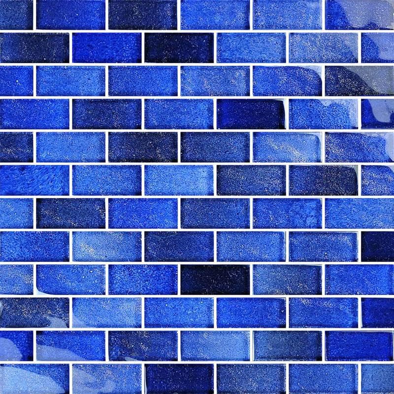 Crystal Waters Deep Sea 1x2 Glass Mosaic 12"x12" Pool Tile - Image 1
