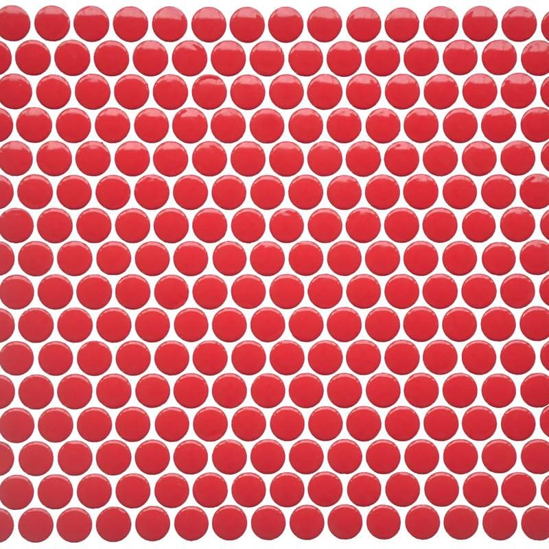 CC Mosaics Bright Red Pepper Penny Round Mosaic 12x12 - Image 1
