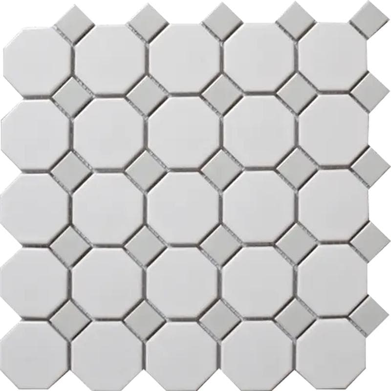 CC Mosaics Matte Snow White 12x12 Oct Mosaic Gray - Image 1