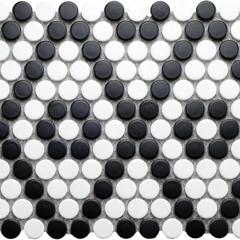 CC Mosaics Matte Black & White 12x12 Mosaic. Hexagon 1x1 - Image 1