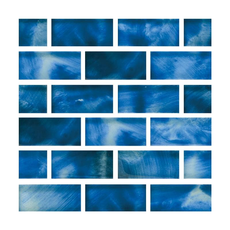Aquabella Flora Periwinkle 1x2 Glass Mosaic 12"x12" Pool Tile - Image 1