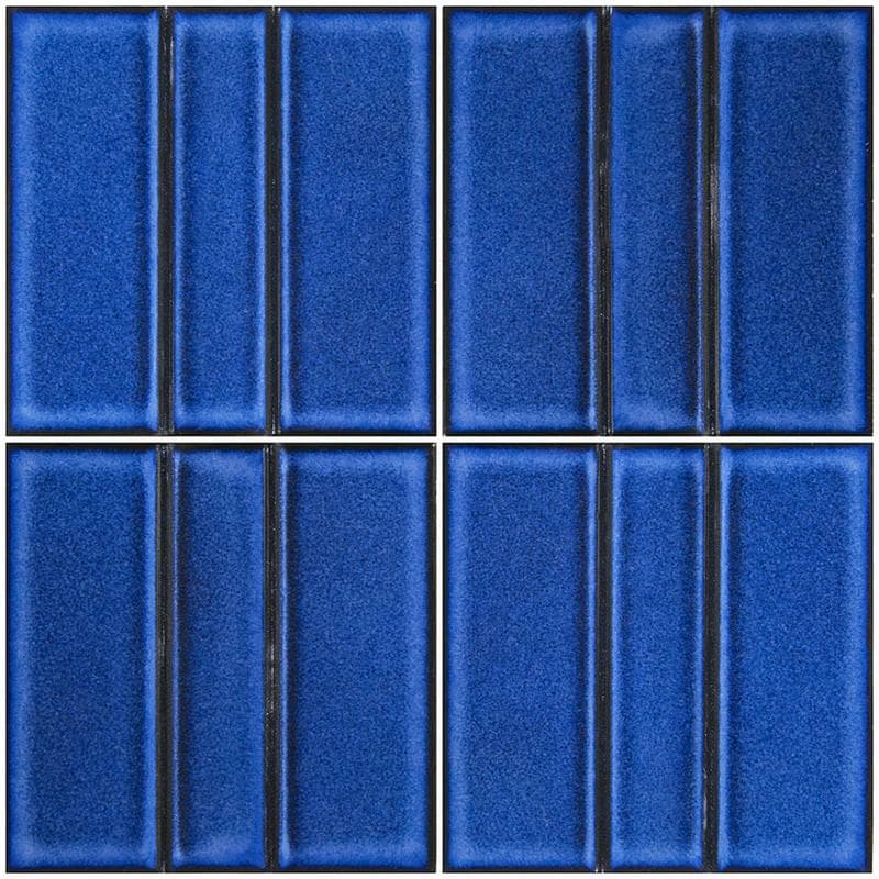 Kawara Ruri Blue Relief B 6x6 Porcelain Field Tile 12"x12" Pool Tile - Image 1