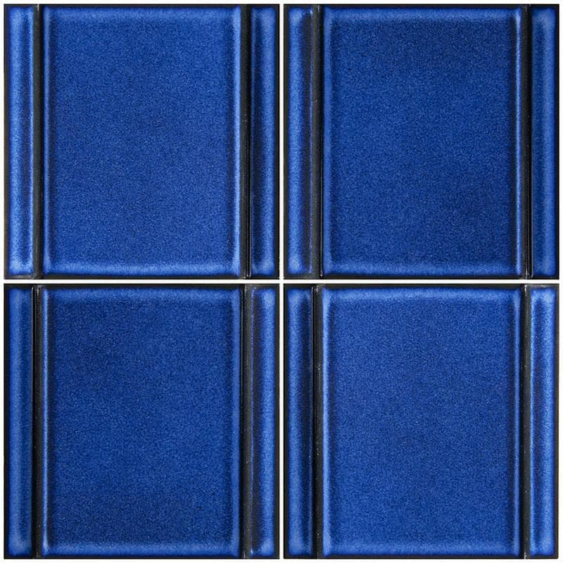 Kawara Ruri Blue Relief A 6x6 Porcelain Field Tile 12"x12" Pool Tile - Image 1
