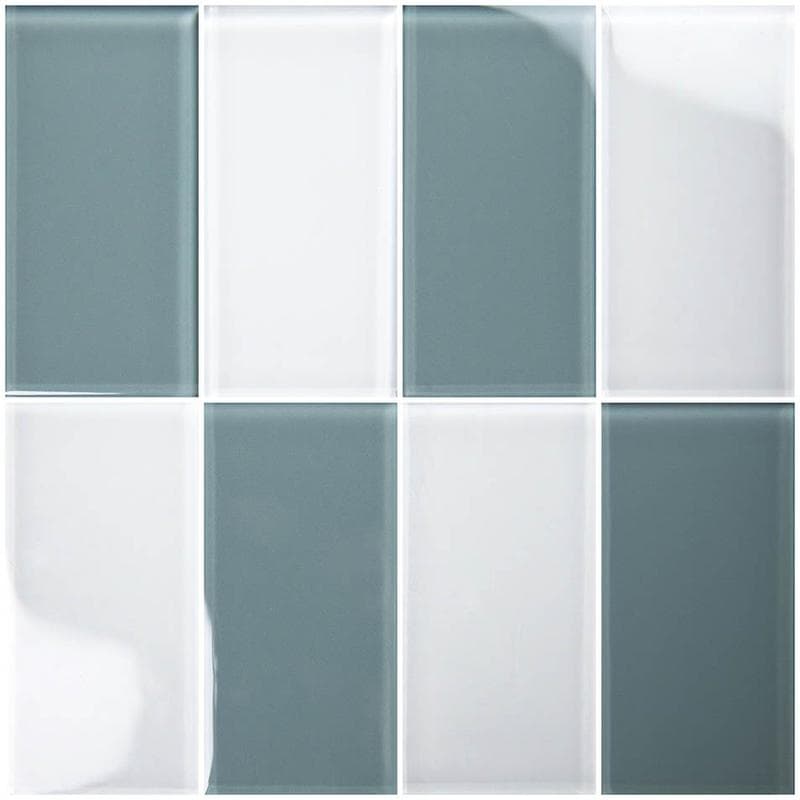 Hampton Harbor Gray 3x6 Glass Mosaic 12"x12" Pool Tile - Image 1