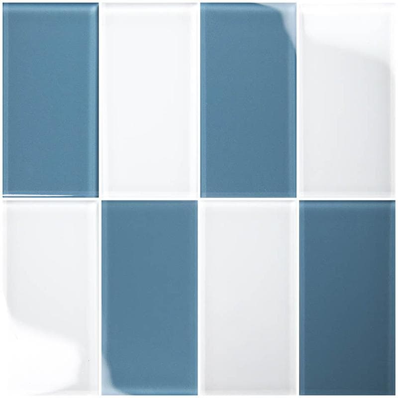 Hampton Slate Blue 3x6 Glass Mosaic 12"x12" Pool Tile - Image 1