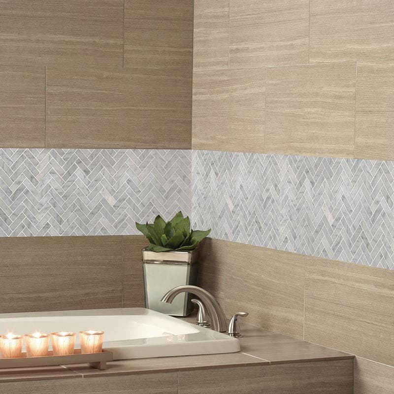 MSI Carrrara White Herringbone Mosaic - Image 2
