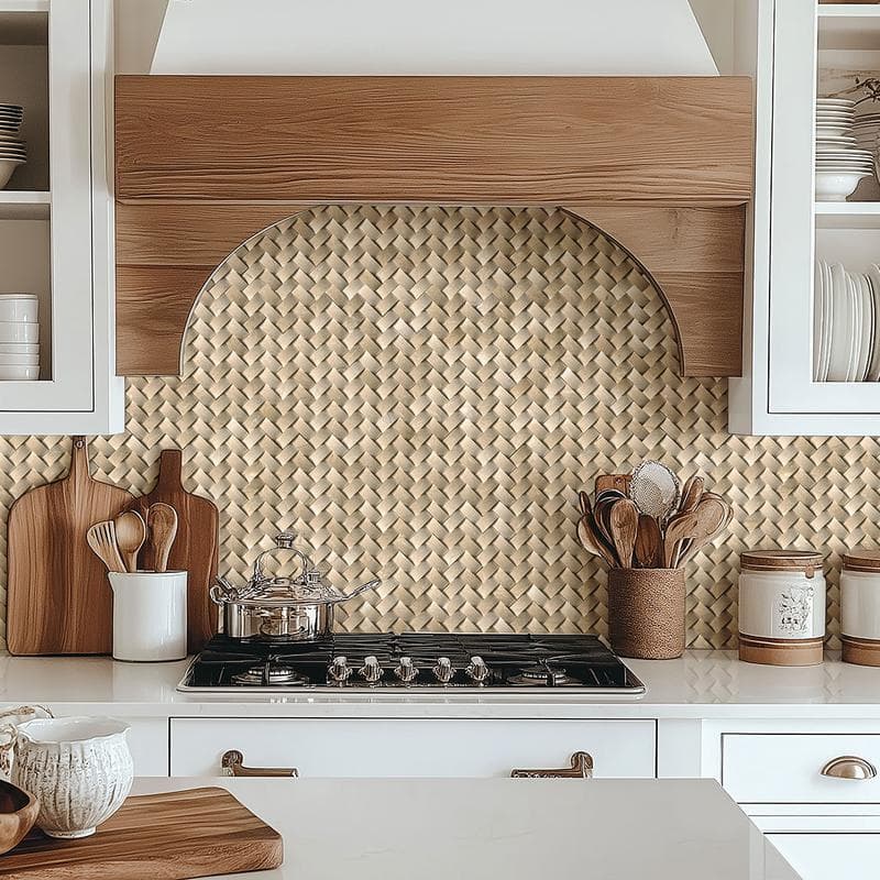 MSI Crema Herringbone Arched Mosaic - Image 7