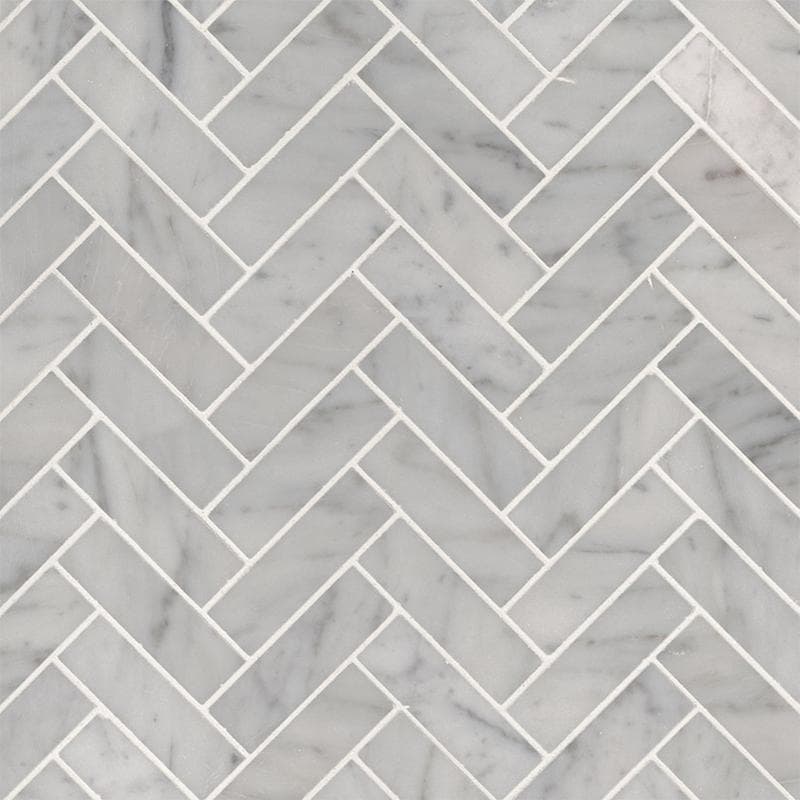 MSI Carrrara White Herringbone Mosaic - Image 1