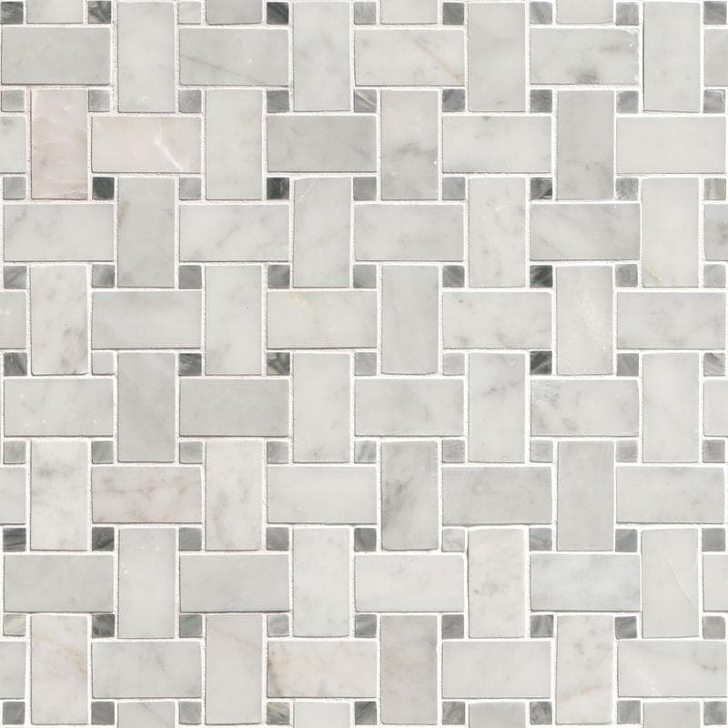 MSI Carrara White Basketweave Honed - Image 1