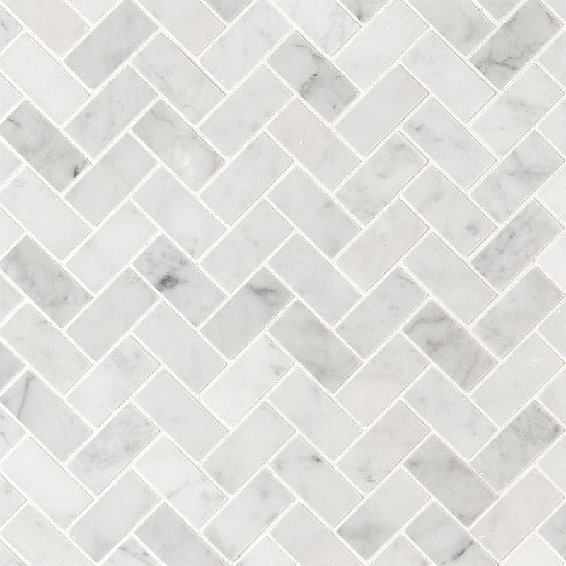 MSI Carrara White 1x2 Herringbone Honed - Image 1