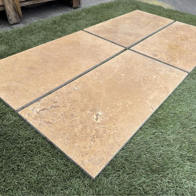 Noce Travertine Split Face 6x24 Ledger Panel Flats - Image 1