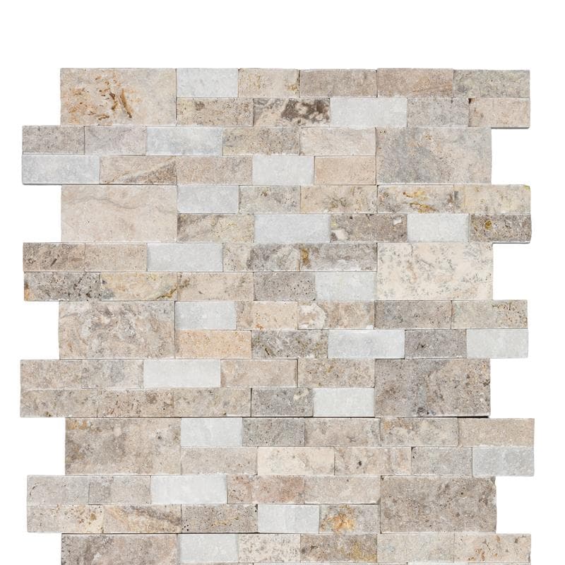 Crystal Silver White Split Face 6x24 Ledger Panel Flats - Image 1