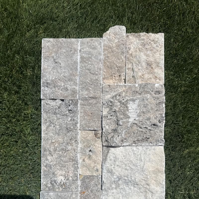 Silver Travertine Split Face 6x24 Ledger Panel Flats - Image 6