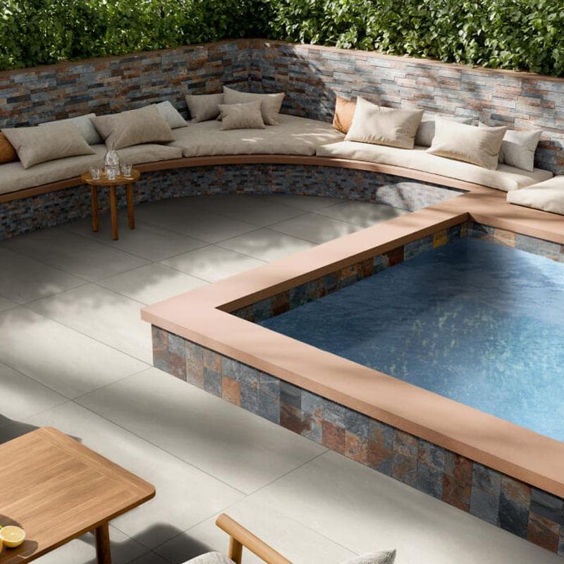 Aquabella Slate River Bend 1x2 Porcelain Mosaic 12"x12" Pool Tile - Image 2