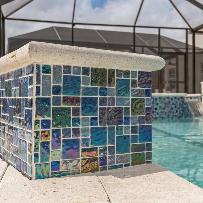 Aquabella Shimmer Bermuda Block Random Glass Mosaic 12"x12" Pool Tile (SH-891) - Image 5
