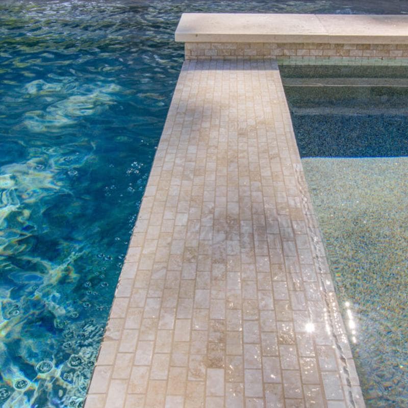 Aquabella Monticello Avorio 1x2 Porcelain Mosaic 12"x12" Pool Tile - Image 2