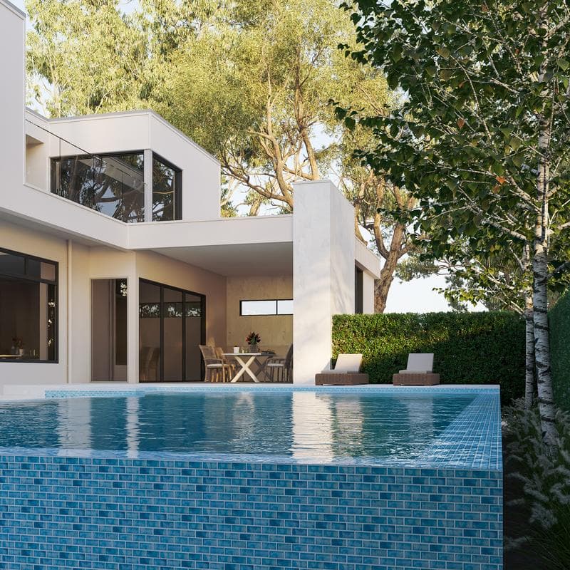 Aquabella Flora Laurel 1x2 Glass Mosaic 12"x12" Pool Tile - Image 7